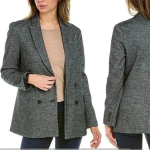 J.Mclaughlin Warrington Jacket Blazer Black Grey Wool Blend Double Breasted Sz 8